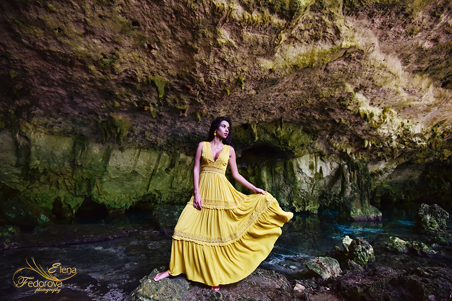 fashion photo shoot cancun cenote