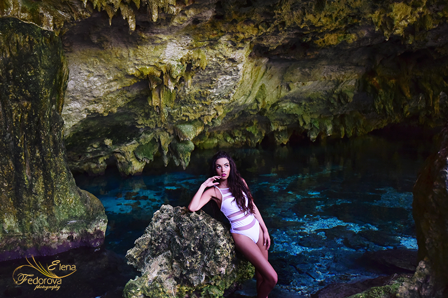 fashion photo shoot in cenote