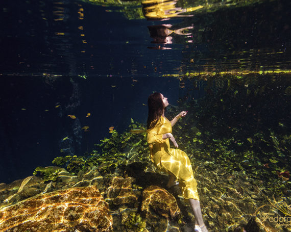 Underwater photo session in cenotes Riviera Maya