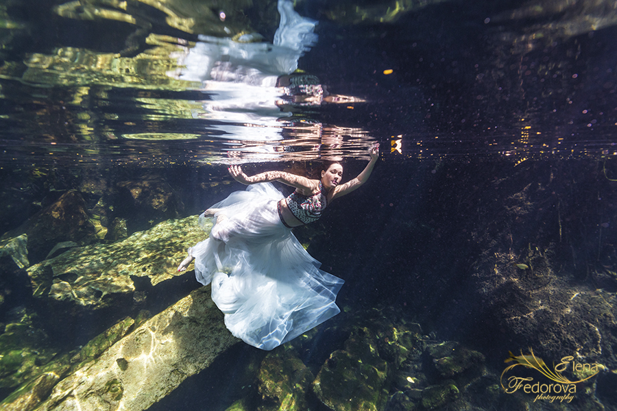 underwater photo in cenotes mexico