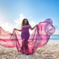Flying dress photoshoot at the beach in Cancun.