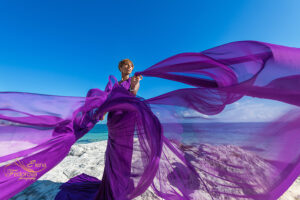 purple flying dress