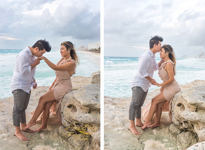 photoshoot engagement on the rocks