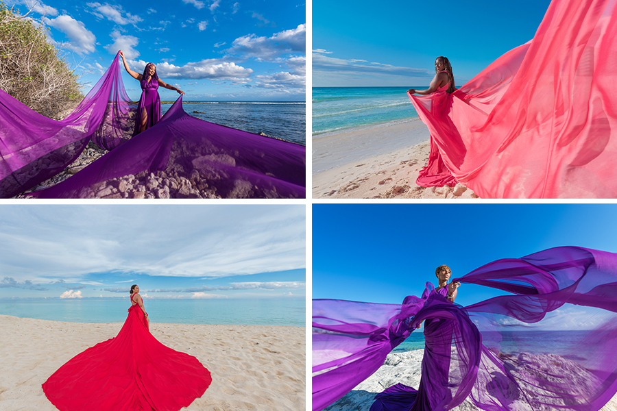 photoshoot with a flying dress